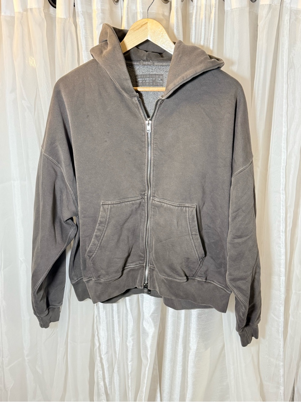 Abercrombie & Fitch Gray Full-Zip Hooded Shirt Jacket